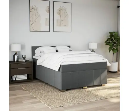 Lova Su Spyruoklėmis/Čiužiniu,Tamsiai Pilka, 140X200cm Audinys