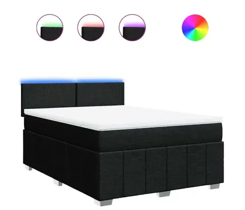 Atsperu Gulta Ar Matraci, Melna, 140X200 Cm, Audums Vidaxl