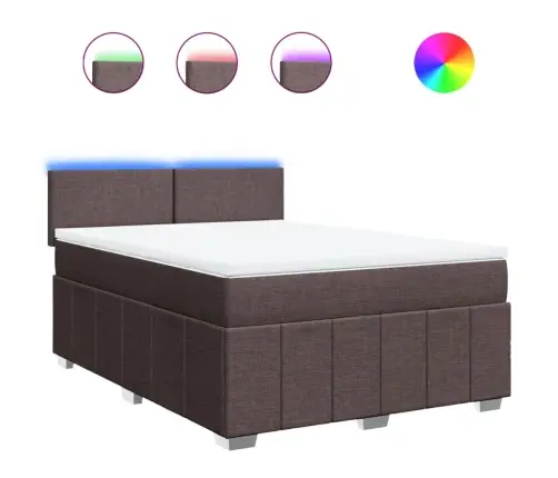 Atsperu Gulta Ar Matraci, Tumši Brūna, 140X200 Cm, Audums Vidaxl