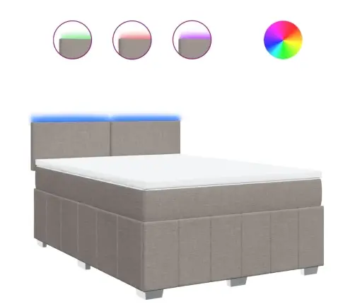 Atsperu Gulta Ar Matraci, Pelēkbrūns, 140X200 Cm, Audums Vidaxl