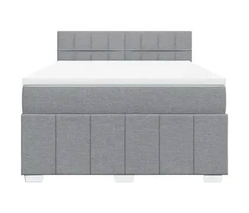 Atsperu Gultas Rāmis Ar Matraci, Gaiši Pelēka Audums, 140X200Cm Vidaxl