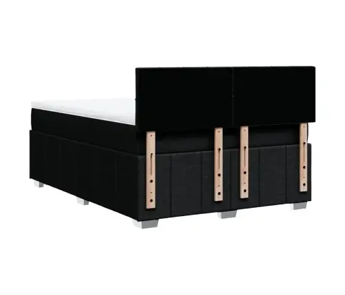 Lova Su Spyruoklėmis Ir Čiužiniu, Juoda, 140X200 cm Audinys