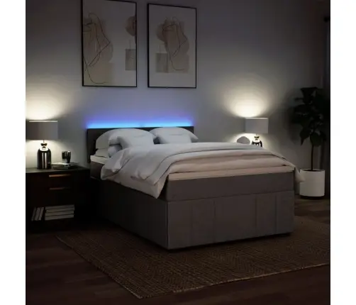 Atsperu Gulta Ar Matraci, Pelēkbrūns, 140X200 Cm, Audums Vidaxl