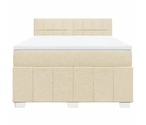 Lova Su Spyruoklėmis Ir Čiužiniu, Kreminė, 140X200 cm Audinys