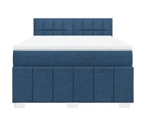 Atsperu Gulta Ar Matraci, Zils, 140X200 Cm, Audums Vidaxl