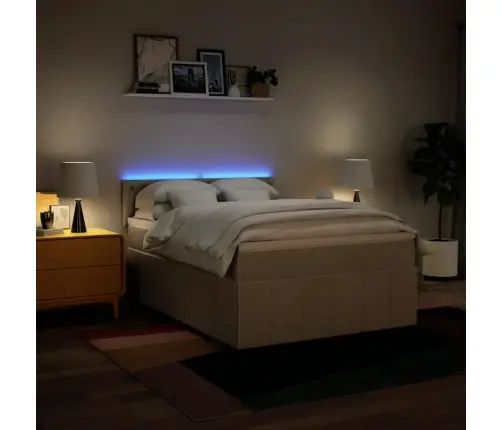 Lova Su Spyruoklėmis Ir Čiužiniu, Kreminė, 140X200 cm Audinys