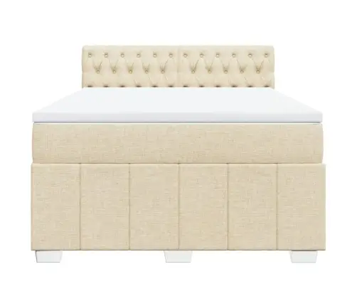 Lova Su Spyruoklėmis Ir Čiužiniu, Kreminė, 140X200 cm Audinys