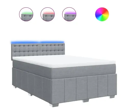 Atsperu Gultas Rāmis Ar Matraci, Gaiši Pelēka Audums, 140X200Cm Vidaxl