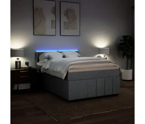 Atsperu Gultas Rāmis Ar Matraci, Gaiši Pelēka Audums, 140X200Cm Vidaxl