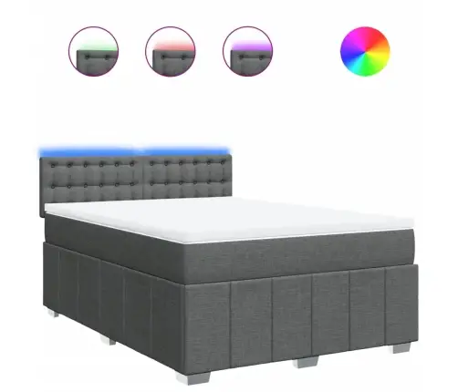 Atsperu Gulta Ar Matraci, Tumši Pelēka, 140X200 Cm, Audums Vidaxl