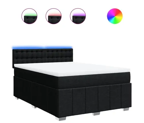 Atsperu Gulta Ar Matraci, Melna, 140X200 Cm, Audums Vidaxl