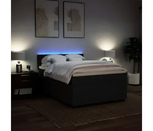 Atsperu Gulta Ar Matraci, Melns, 160X200 Cm, Audums Vidaxl