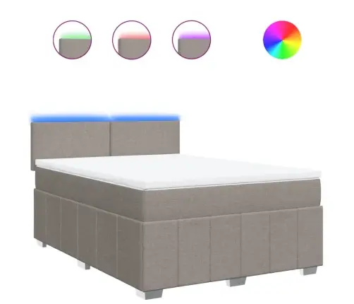 Lova Su Spyruoklėmis Ir Čiužiniu, Taupe, 160X200 cm Audinys