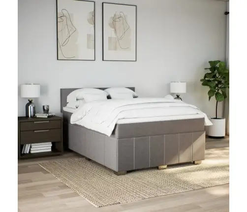 Lova Su Spyruoklėmis Ir Čiužiniu, Taupe, 160X200 cm Audinys