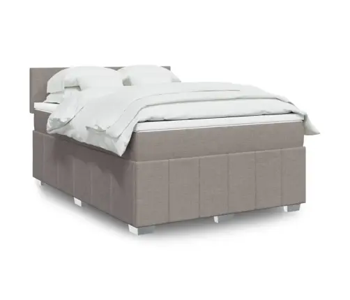 Lova Su Spyruoklėmis Ir Čiužiniu, Taupe, 160X200 cm Audinys