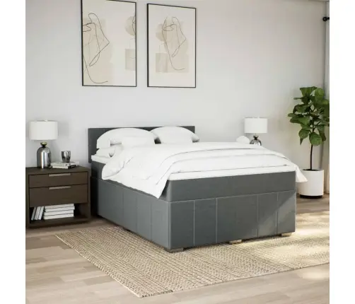 Atsperu Gulta Ar Matraci, Tumši Pelēks, 160X200 Cm, Audums Vidaxl