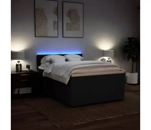 Lova Su Spyruoklėmis Ir Čiužiniu, Juoda, 160X200 cm Audinys