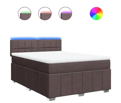 Atsperu Gulta Ar Matraci, Tumši Brūns, 160X200 Cm, Audums Vidaxl