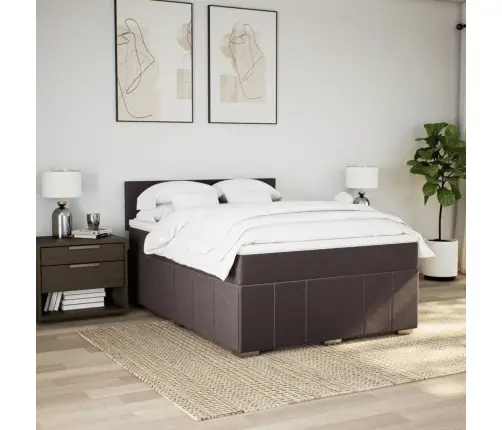 Atsperu Gulta Ar Matraci, Tumši Brūns, 160X200 Cm, Audums Vidaxl