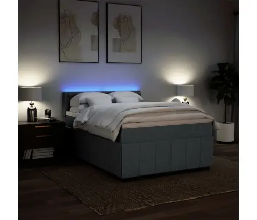 Atsperu Gulta Ar Matraci, Tumši Pelēks, 160X200 Cm, Audums Vidaxl