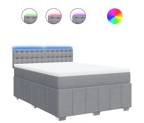 Atsperu Gulta Ar Matraci, Gaiši Pelēka Audums, 160X200 Cm Vidaxl