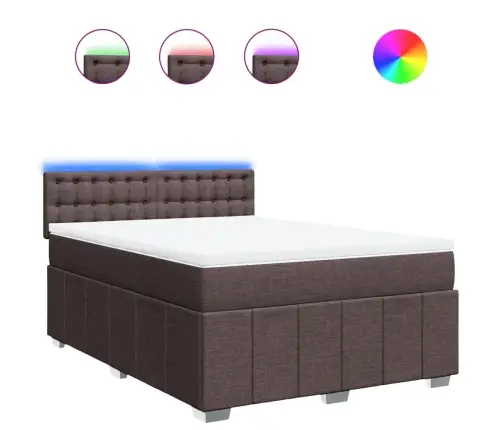 Lova Su Spyruoklėmis Ir Čiužiniu, Ruda, 160X200 cm Audinys