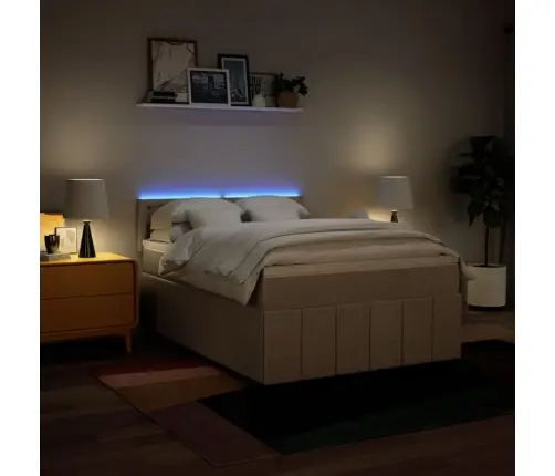 Lova Su Spyruoklėmis Ir Čiužiniu, Kreminė, 160X200 cm Audinys