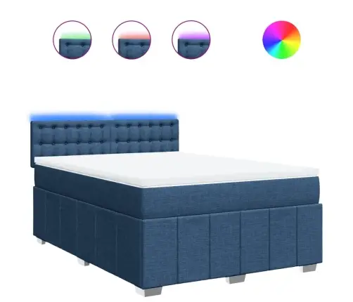 Atsperu Gulta Ar Matraci, Zils, 160X200 Cm, Audums Vidaxl