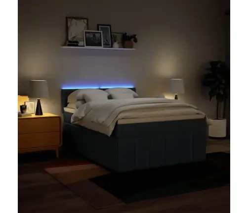 Atsperu Gulta Ar Matraci, Zils, 160X200 Cm, Audums Vidaxl