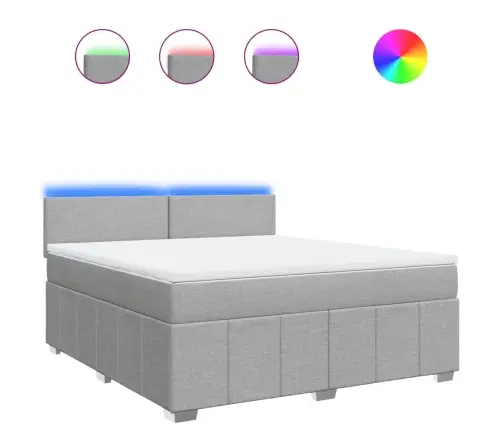 Lova Su Spyruoklėmis Ir Čiužiniu, Pilka, 180X200cm Audinys