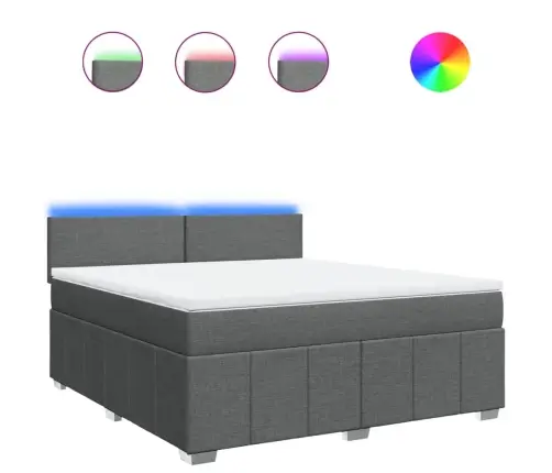 Atsperu Gulta Ar Matraci, Tumši Pelēks, 180X200 Cm, Audums Vidaxl