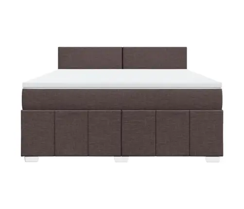 Atsperu Gulta Ar Matraci, Tumši Brūns, 180X200 Cm, Audums Vidaxl