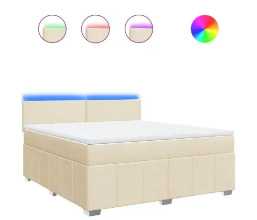 Lova Su Spyruoklėmis Ir Čiužiniu, Kreminė, 180X200 cm Audinys