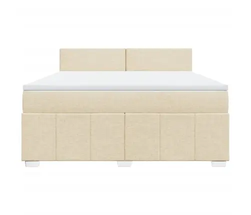 Lova Su Spyruoklėmis Ir Čiužiniu, Kreminė, 180X200 cm Audinys