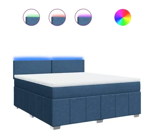 Atsperu Gulta Ar Matraci, Zils, 180X200 Cm, Audums Vidaxl