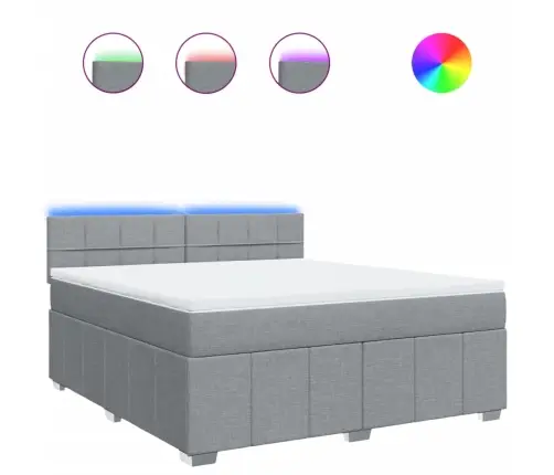 Atsperu Gulta Ar Matraci, Gaiši Pelēka Audums, 180X200 Cm Vidaxl