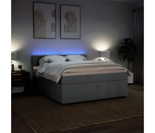 Atsperu Gulta Ar Matraci, Gaiši Pelēka Audums, 180X200 Cm Vidaxl