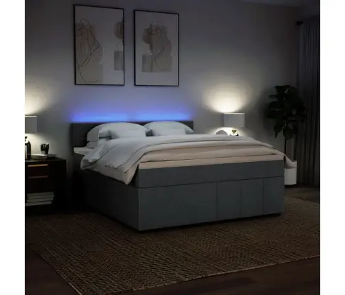 Lova Su Spyruoklėmis/Čiužiniu,Tamsiai Pilka, 180X200cm Audinys