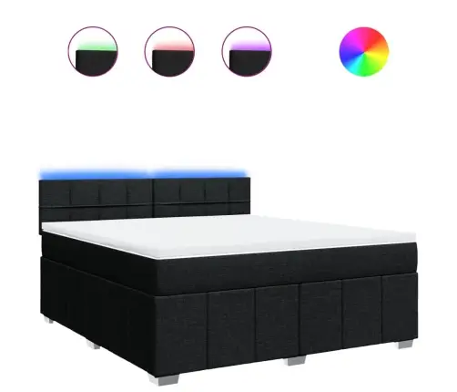 Atsperu Gulta Ar Matraci, Melns, 180X200 Cm, Audums Vidaxl