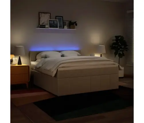 Atsperu Gulta Ar Matraci, Krēmkrāsas, 180X200 Cm, Audums Vidaxl