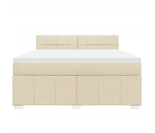 Atsperu Gulta Ar Matraci, Krēmkrāsas, 180X200 Cm, Audums Vidaxl