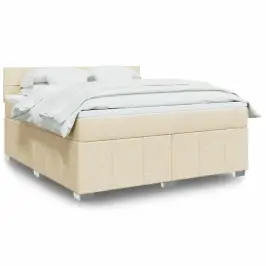 Atsperu Gulta Ar Matraci, Krēmkrāsas, 180X200 Cm, Audums Vidaxl