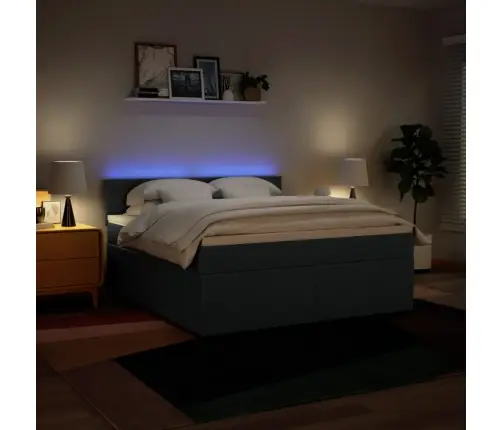 Lova Su Spyruoklėmis Ir Čiužiniu, Mėlyna, 180X200 cm Audinys