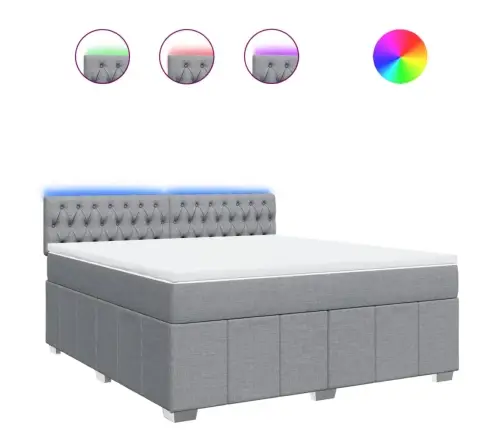 Lova Su Spyruoklėmis Ir Čiužiniu, Pilka, 180X200cm Audinys