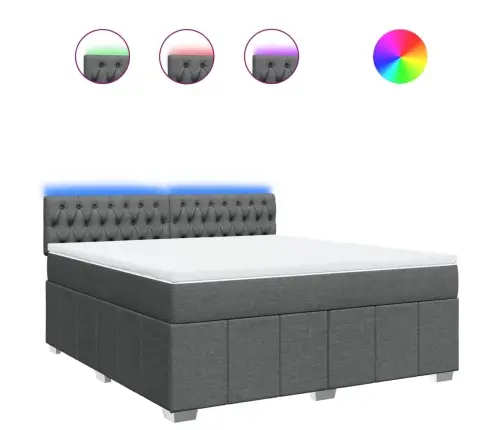 Lova Su Spyruoklėmis/Čiužiniu,Tamsiai Pilka, 180X200cm Audinys