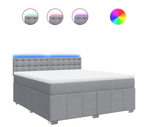 Atsperu Gulta Ar Matraci, Gaiši Pelēka Audums, 180X200 Cm Vidaxl