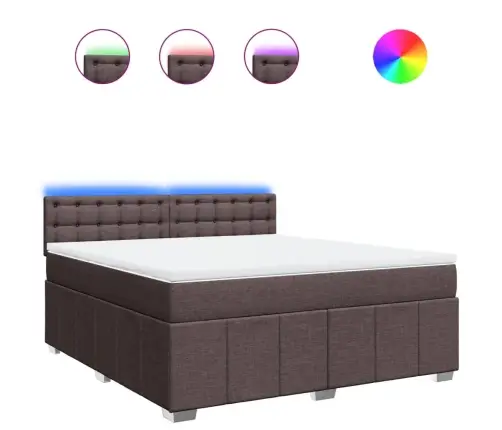 Atsperu Gulta Ar Matraci, Tumši Brūns, 180X200 Cm, Audums Vidaxl