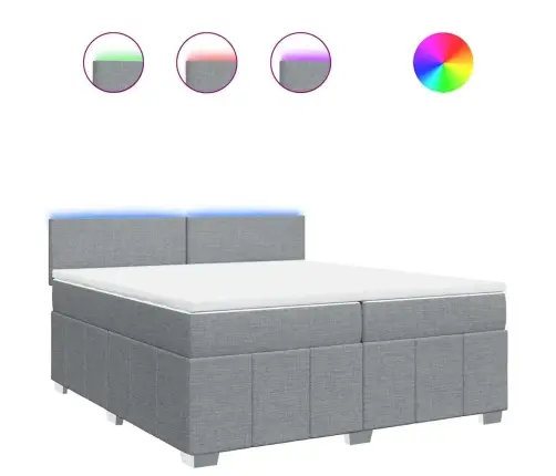 Lova Su Spyruoklėmis Ir Čiužiniu, Pilka, 200X200cm Audinys