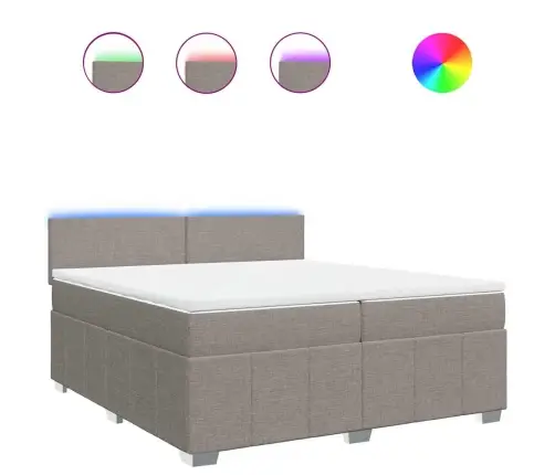 Atsperu Gultas Rāmis Ar Matraci, Pelēkbrūns, 200X200 Cm, Audums Vidaxl