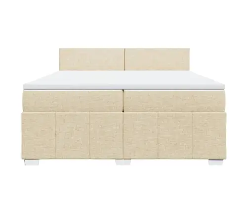 Atsperu Gultas Rāmis Ar Matraci, Krēmkrāsas Audums, 200X200 Cm Vidaxl